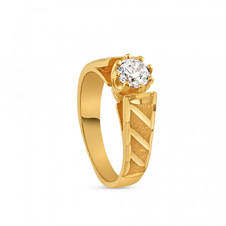 22ct Gold Ladies Ring with single CZ Stone | Size K | 5 mm