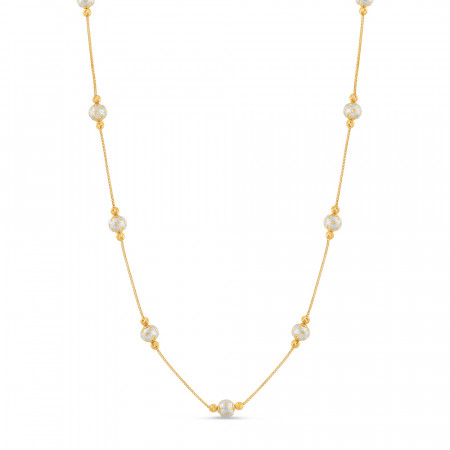 22ct Gold Mala Necklace | 24 Inches | Rhodium Finish