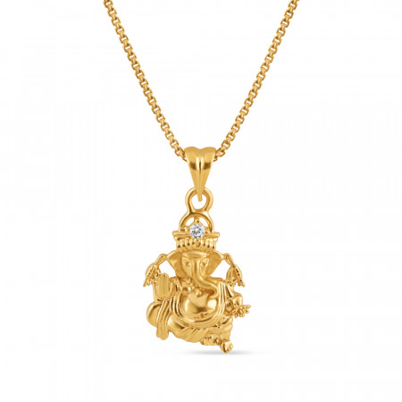 22ct Gold Ganesh Pendant with CZ Stone | 13.5 mm