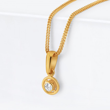 22ct Gold Round Shaped Pendant | with Single CZ Stone