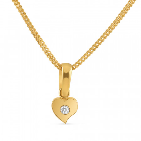 22ct Gold Fancy Single CZ Stone Heart Pendant