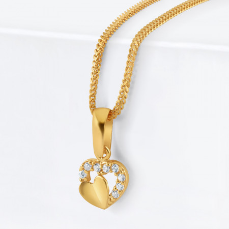 22ct Gold Fancy Heart Pendant  | with CZ Stone