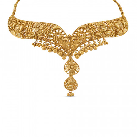 22ct Gold Choker Necklace | Antique Matte Finsih | Rosettes Collection