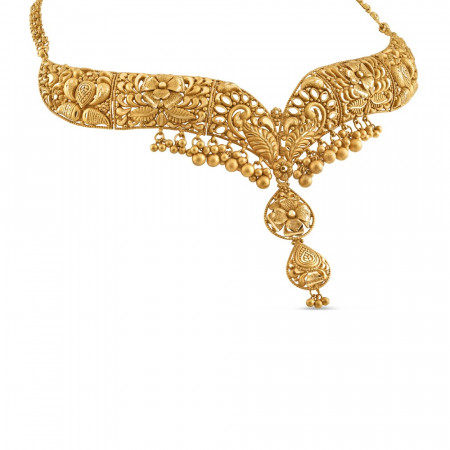 22ct Gold Choker Necklace | Antique Matte Finsih | Rosettes Collection