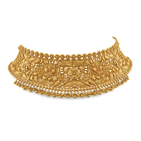 22ct Gold Necklace for Bridal | Antique Matte Finish | Rosettes Collection