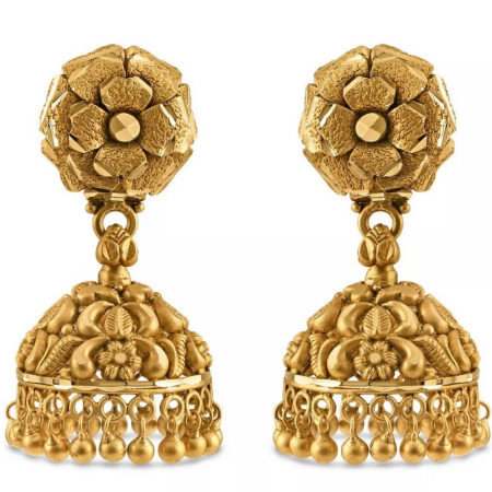 22ct Gold Antique Jhumkha Earring | Rosettes Collection