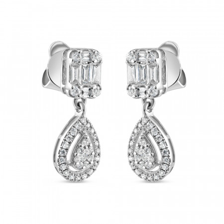 18ct White Gold Drop Diamond Earring