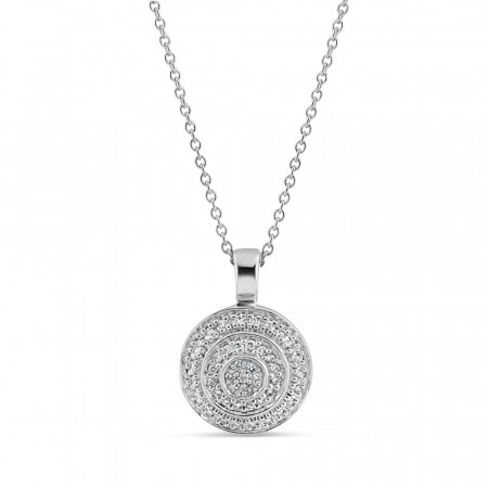 18ct White Gold Round Shaped Pendant with Diamond