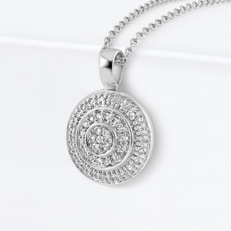 18ct White Gold Round Shaped Pendant with Diamond
