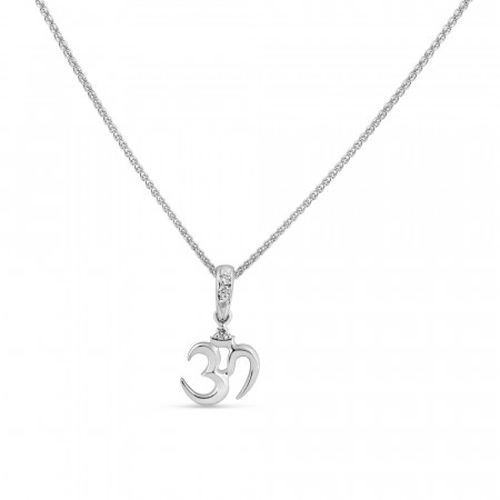 18ct White Gold Om Pendant with Diamond