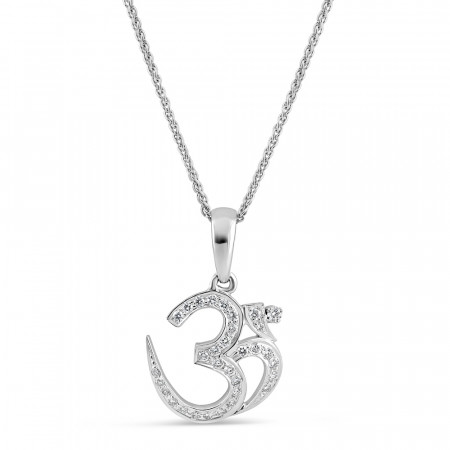 18ct White Gold Diamond Om Pendant