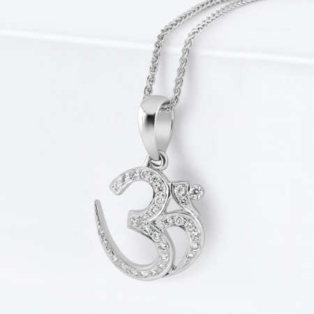 18ct White Gold Diamond Om Pendant