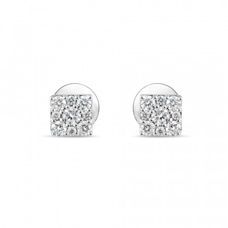18ct Squire Shaped White Gold Stud with Diamonds