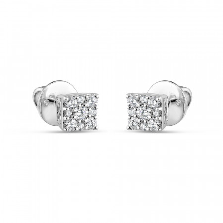 18ct Squire Shaped White Gold Stud with Diamonds