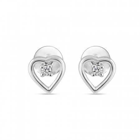 18ct White Gold Heart Shaped Stud with Diamond
