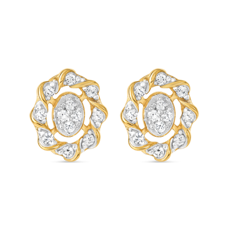 22ct Gold Flora Stud Earring for Ladies with CZ 22ct Gold Flora Stud Earring for Ladies with CZ