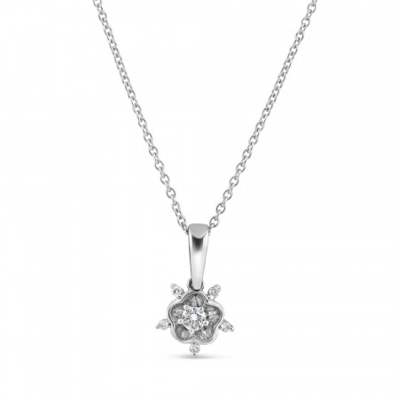 18ct White Gold Flora Pendant with Diamond