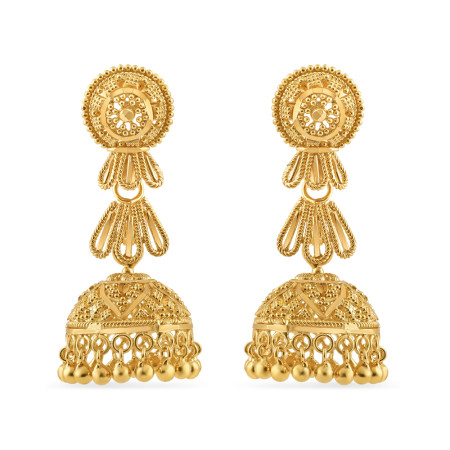 22ct Gold Jhumkha Earring | Jali Filigree Collection