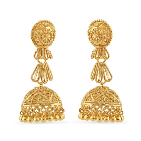 22ct Gold Jhumkha Earring | Jali Filigree Collection