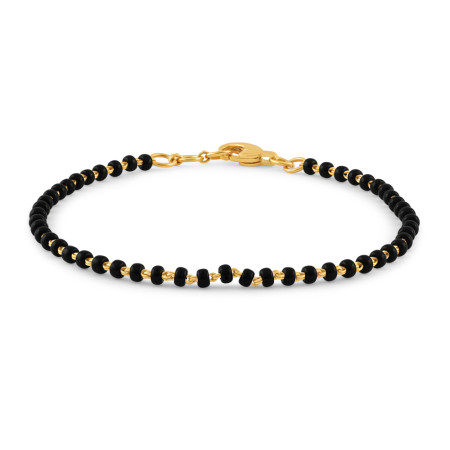 Gold Mangalsutra Bracelet with Black Beads | 7.5 Inches