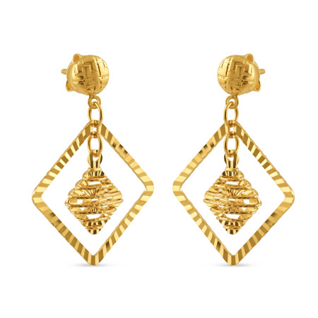 22ct Gold Diamond Shaped Earring