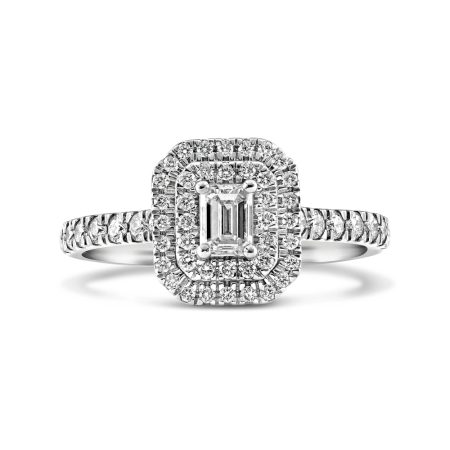 Double Halo Engagement Ring in Platinum