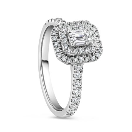 Double Halo Engagement Ring in Platinum