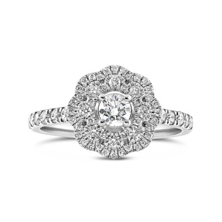 Platinum Floral Shaped Ring with Diamond