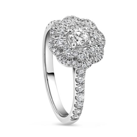 Platinum Floral Shaped Ring with Diamond