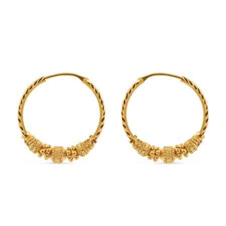 22ct Gold Hoop Earring With Beads