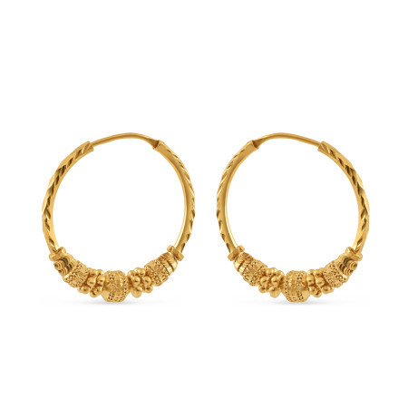 22ct Gold Hoop Earring With Beads