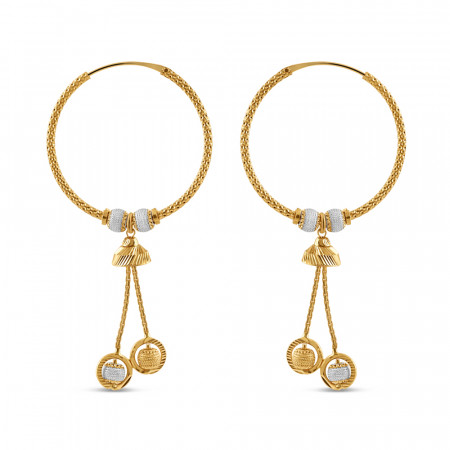 22ct Gold Fancy Hoop Earring | Rhodium Finish