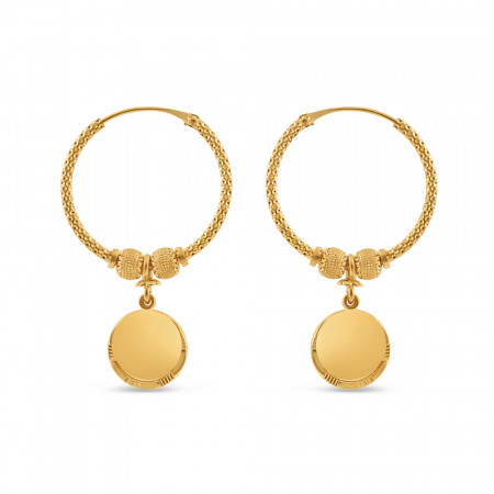 22ct Gold Disc Hoop Earrings