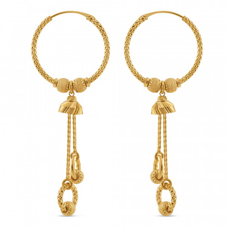 22ct Gold Hoop Earring with Dangles