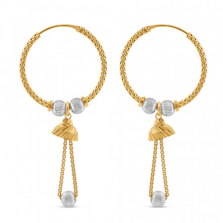 22ct Gold Hoop Earring | With Rhodium finish