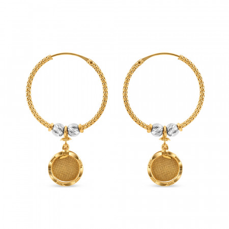 22ct Gold Disc Hoop Earrings | With Rhodium Finish