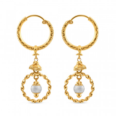 22ct Gold Fancy Hoop Earrings | With Rhodium Finish