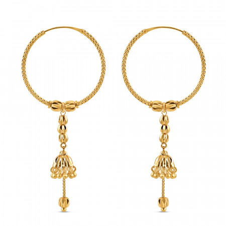 22ct Gold Fancy Hoop with Jumkha Earring
