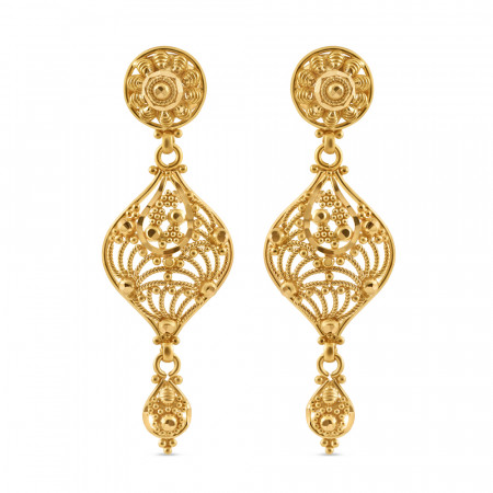 22ct Gold Ladies Drop Earring | Jali Filigree Collection