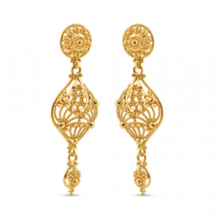 22ct Gold Ladies Drop Earring | Jali Filigree Collection