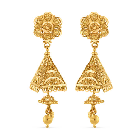 22ct Gold Filligree Triangle Jhumkas