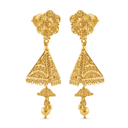 22ct Gold Filligree Triangle Jhumkas