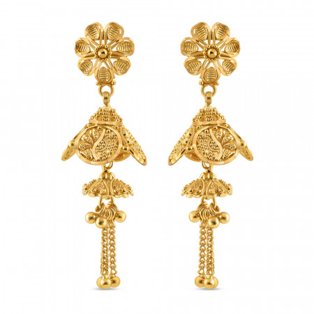 22ct Gold Fancy Drop Earring | Jali Filigree Collection
