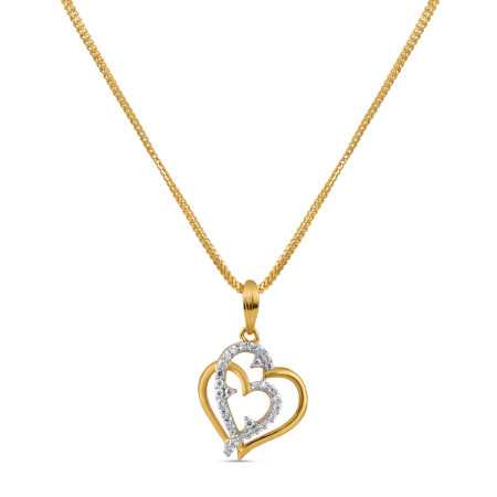 22ct Gold CZ Pendant in Heart Shape
