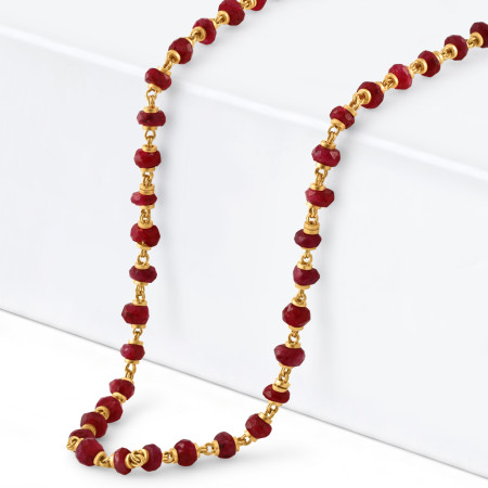 22ct Gold Mala with Natural Rubies | 20 Inches