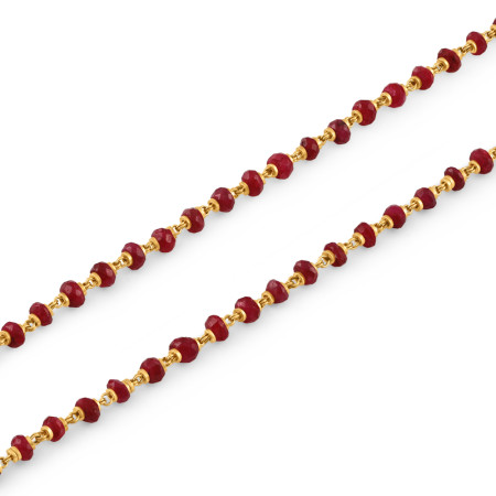 22ct Gold Mala with Natural Rubies | 20 Inches