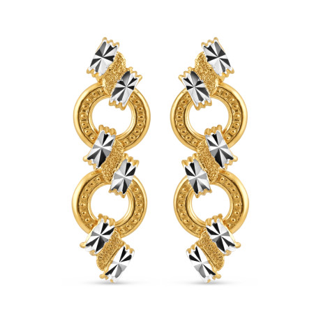 22ct Gold Drop Earrings with Rhodium Finish