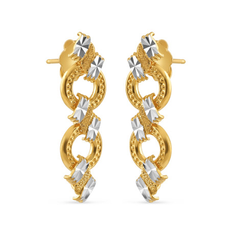 22ct Gold Drop Earrings with Rhodium Finish