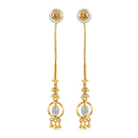 22ct Gold Sui Dhaga Earring | Rhodium Finish