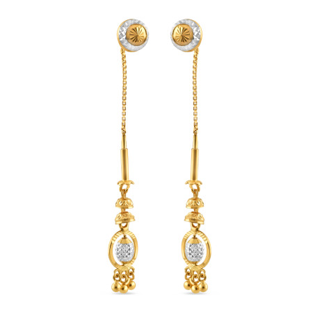 22ct Gold Sui Dhaga Earring | Rhodium Finish